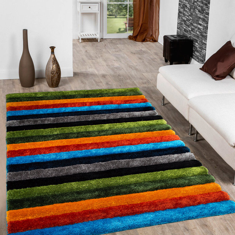 Latitude Run® Keane Tufted Performance Green/Blue/Orange Rug Wayfair
